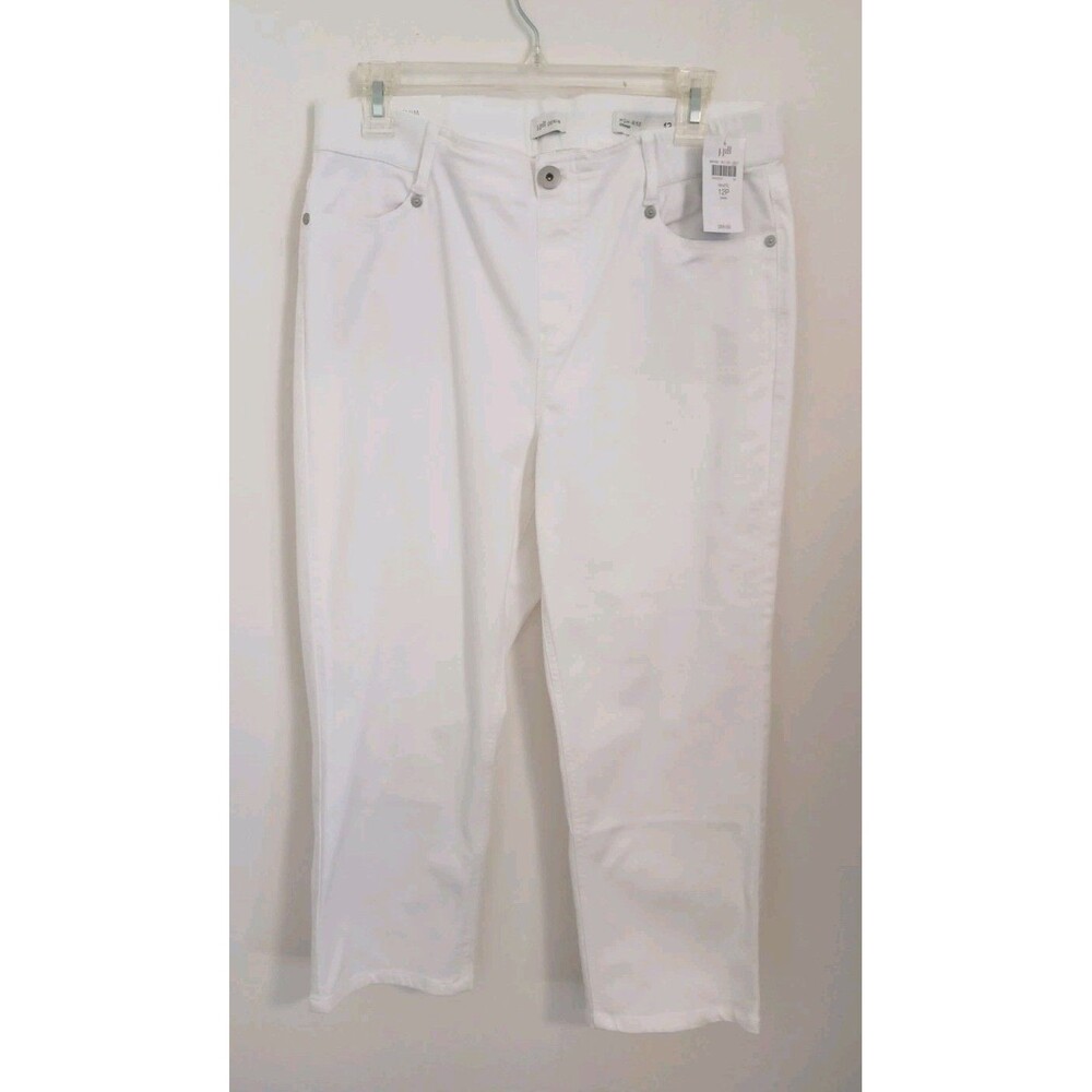 J. Jill High Rise Cropped Denim Jeans 12P White NWT Coastal Beach Vacation
